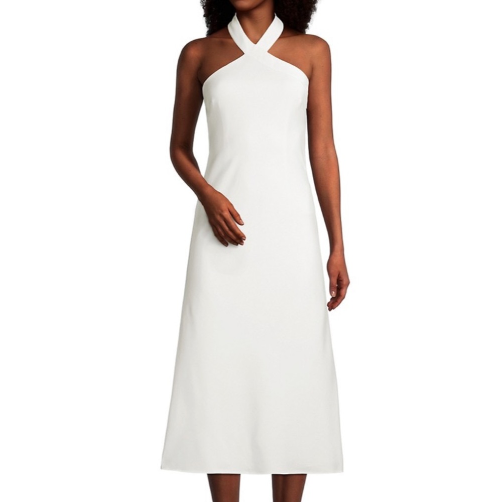 🆕Aidan Mattox halter white midi dress